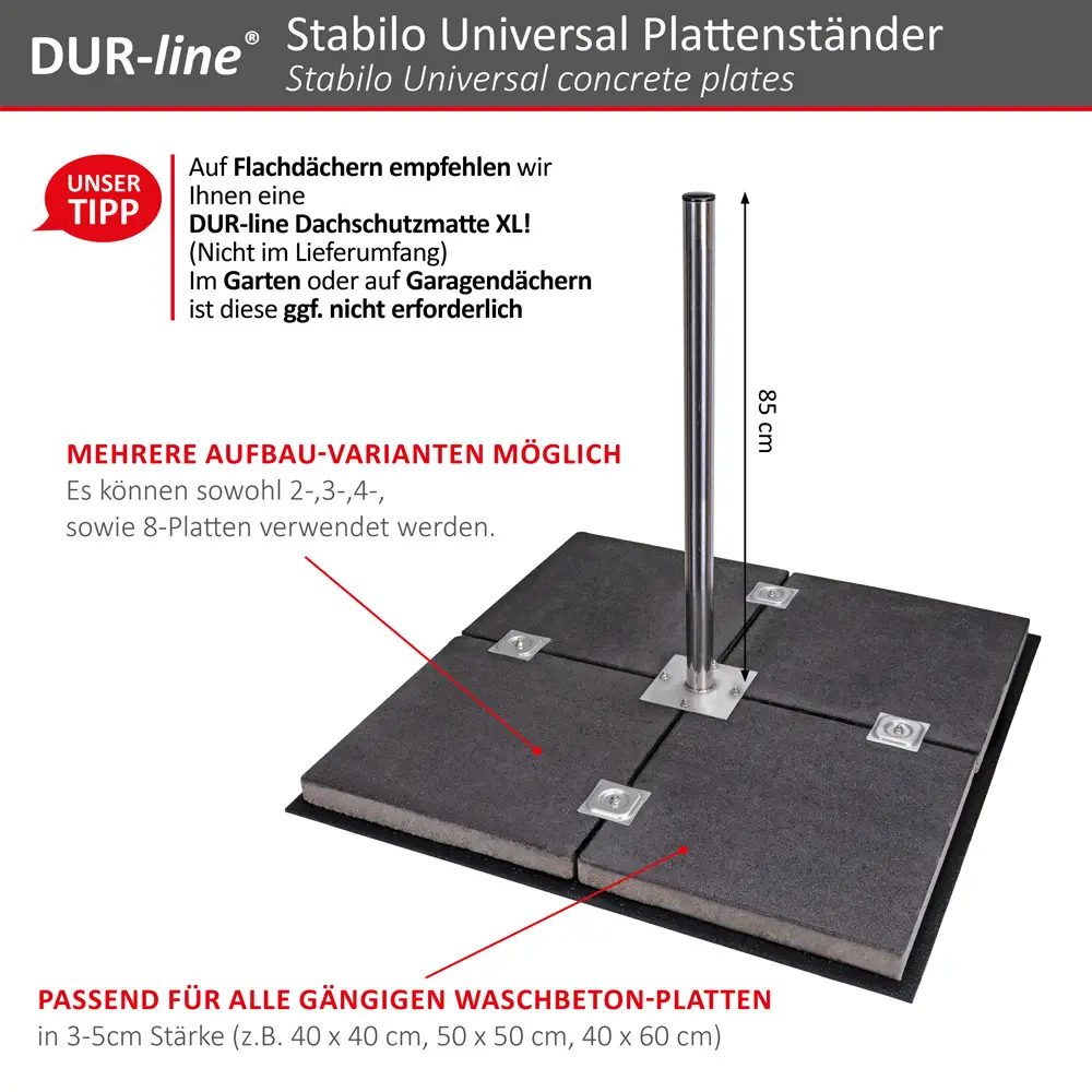 DUR-line Stabilo 4PL Edelstahl - Universal Plattenständer