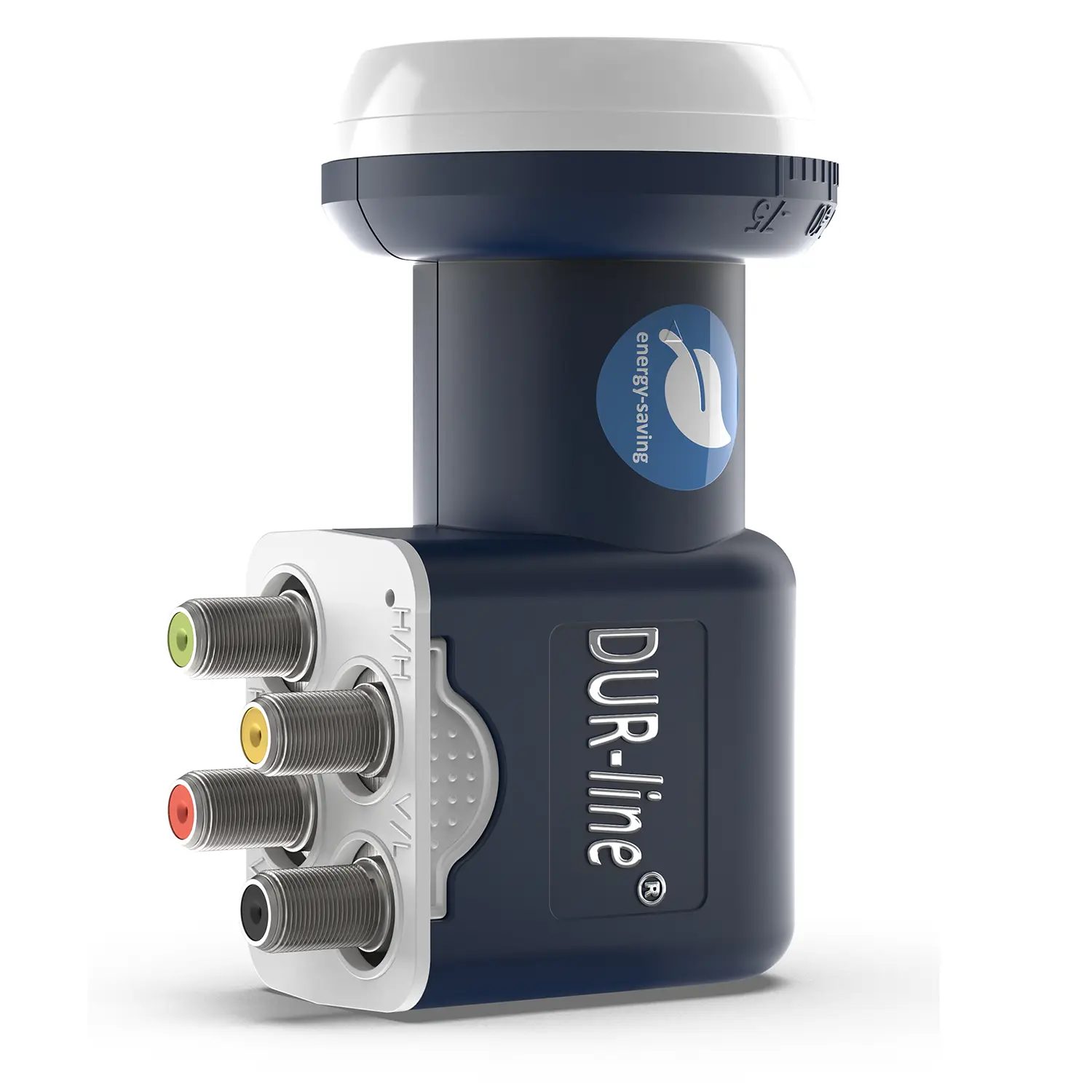 DUR-line Blue ECO Quattro LNB – stehend mit Schatten DUR-line Blue ECO Quattro