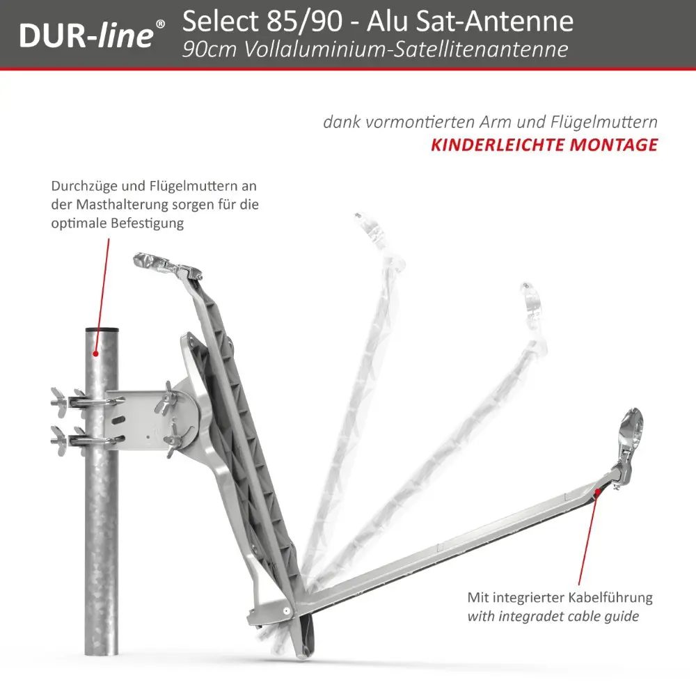 DUR-line Select 85/90 Anthrazit - Sat-Komplettanlage mit Single LNB