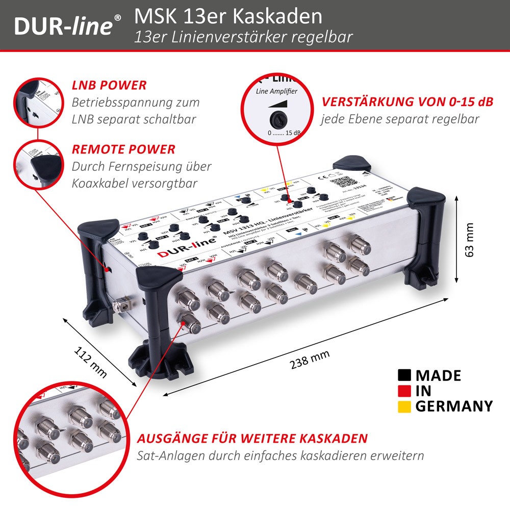 DUR-line MSV 1313 HQ - Linienverstärker – Abmessungen