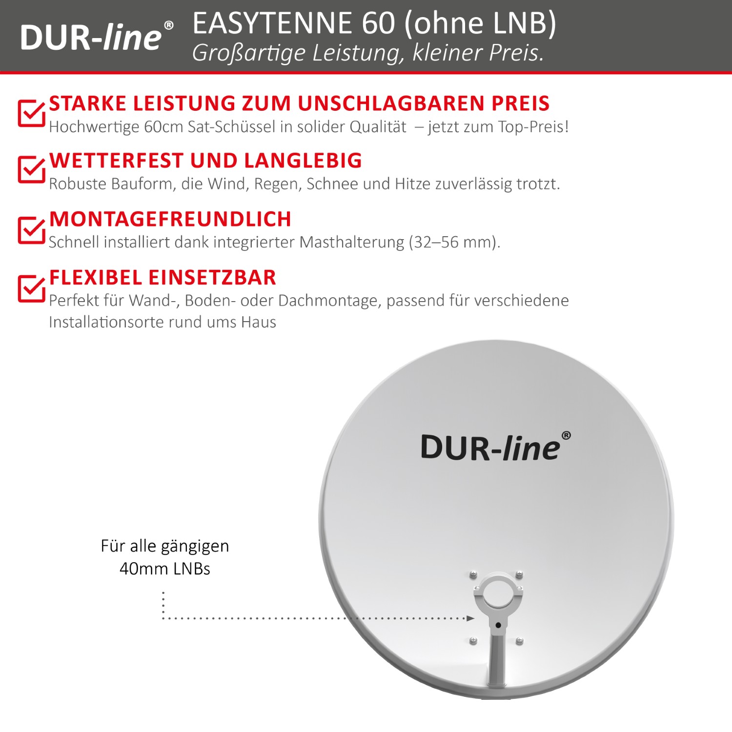 DUR-line EASYTENNE 60 Hellgrau – Produktmerkmale im Überblick