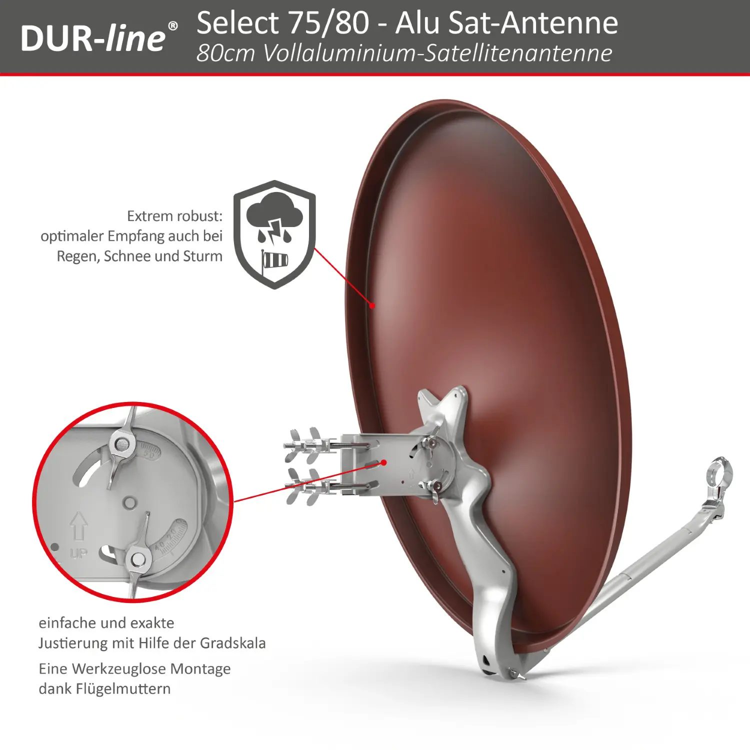 DUR-line Select 75/80 Rot - Alu Sat-Reflektor
