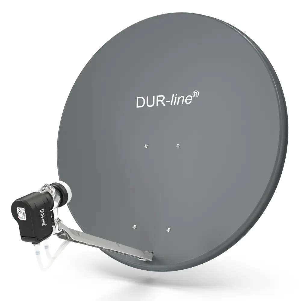 DUR-line Select 2 Teilnehmer Set - Qualitäts-Alu-Satelliten-Komplettanlage - Select 85cm/90cm Spiegel/Schüssel Anthrazit + Twin LNB - für 2 Receiver/TV 