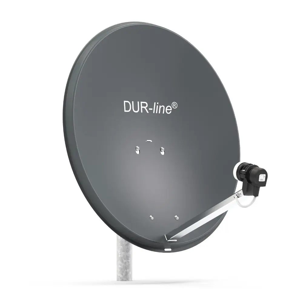 DUR-line MDA 60 Anthrazit - Digitale 1 Teilnehmer Satellitenschüssel Komplett-Anlage mit +Ultra Single - LNB 