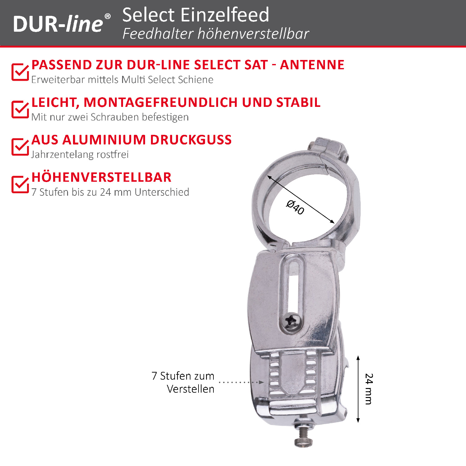 DUR-line Select Einzelfeed höhenverstellbar - Feedhalter – Produktmerkmale im Überblick DUR-line Select Einzelfeed höhenverstellbar - Feedhalter – Produktmerkmale im Überblick