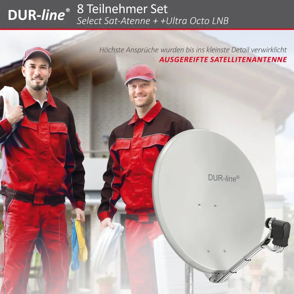 DUR-line Select 75/80 Hellgrau - Sat-Komplettanlage mit Octo LNB