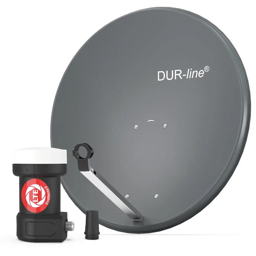 DUR-line MDA 80 Anthrazit - Digiatale 1 Teilnehmer Satellitenschüssel Komplett-Anlage mit +Ultra Single - LNB 