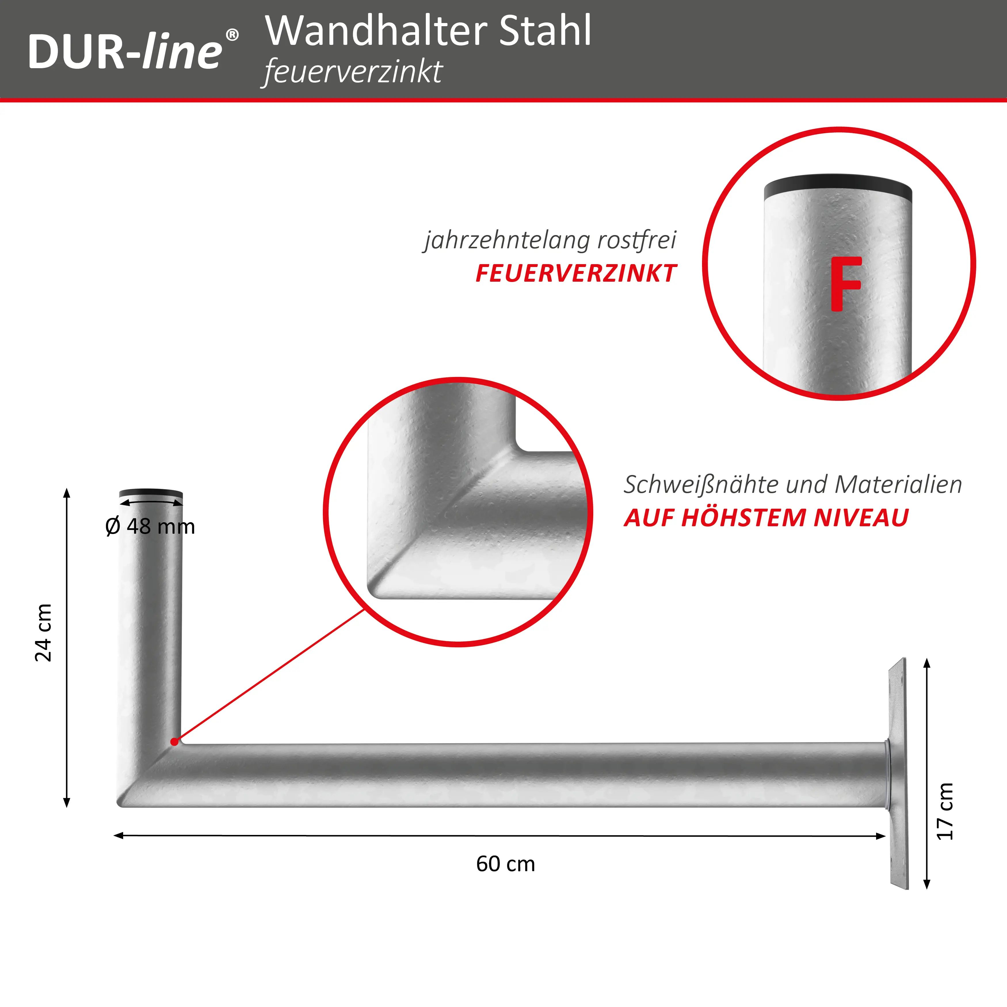 DUR-line WHSF 60 - Stahl-Wandhalter