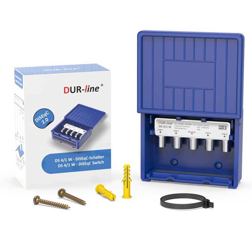 DUR-line DS 4/1 W DiSEqC-Schalter – mit Zubehör im Lieferumfang DUR-line DS 4/1 W - DiSEqC-Schalter