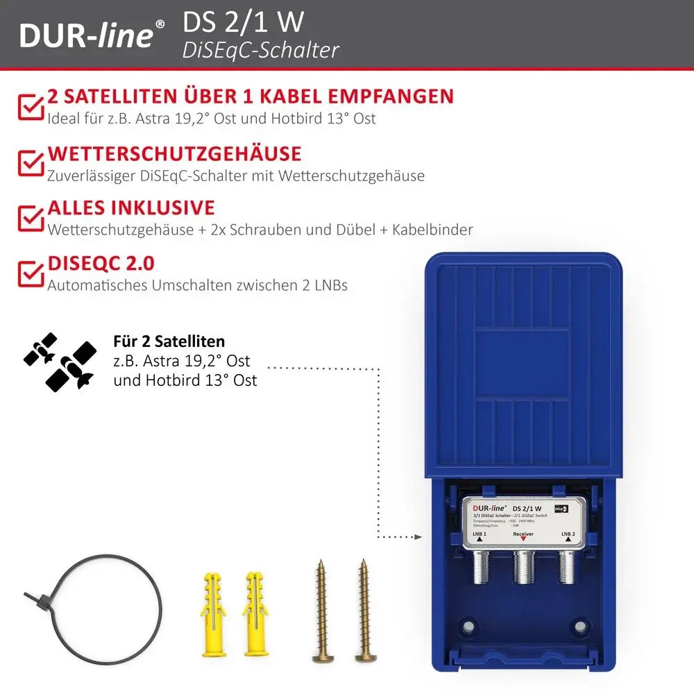 DUR-line DS 2/1 W DiSEqC-Schalter – Highlights und Ausstattung im Überblick DUR-line DS 2/1 W DiSEqC-Schalter – Highlights und Ausstattung im Überblick