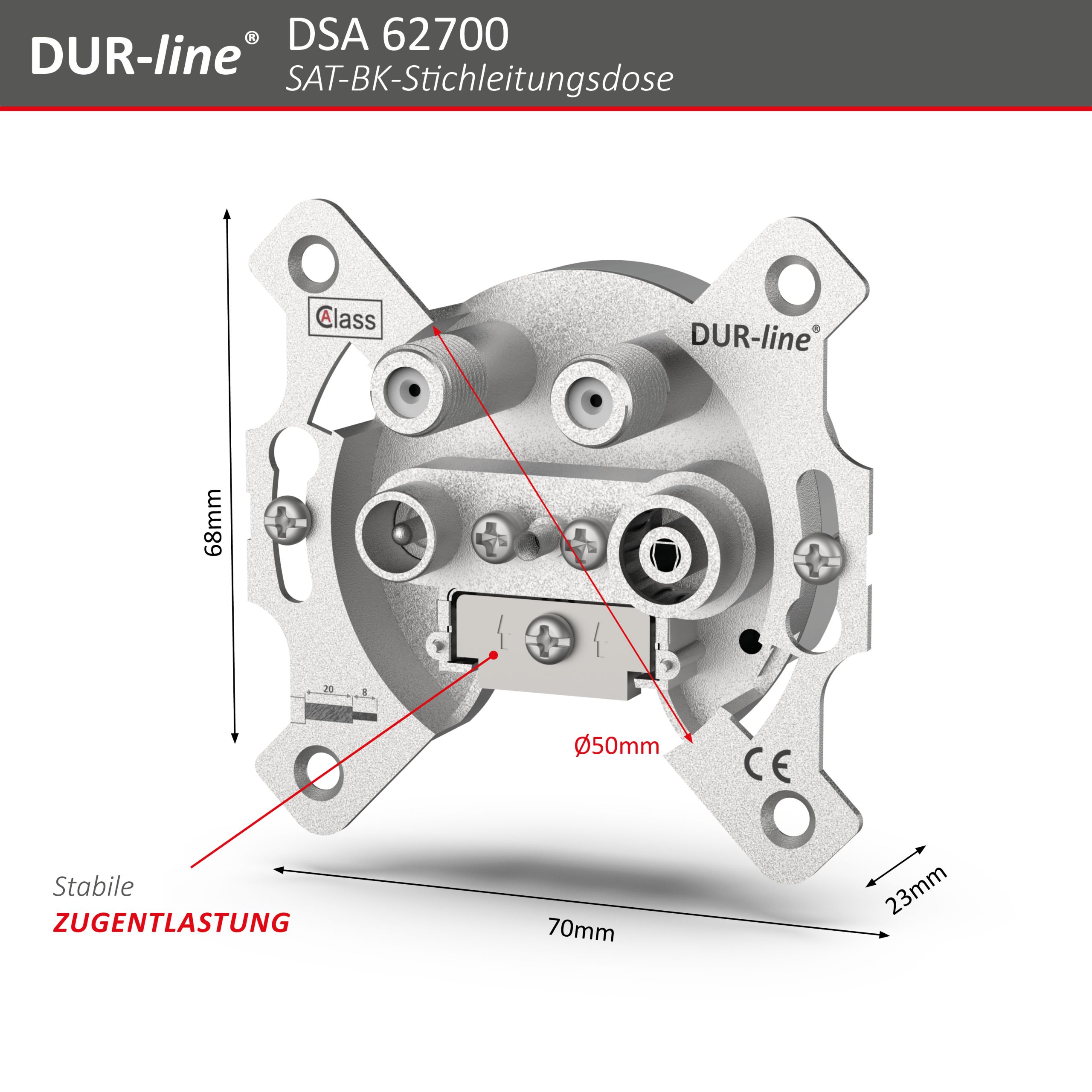 DUR-line DSA 62700 - Sat-Stichleitungsdose – Abmessungen DUR-line DSA 62700 - Sat-Stichleitungsdose – Abmessungen