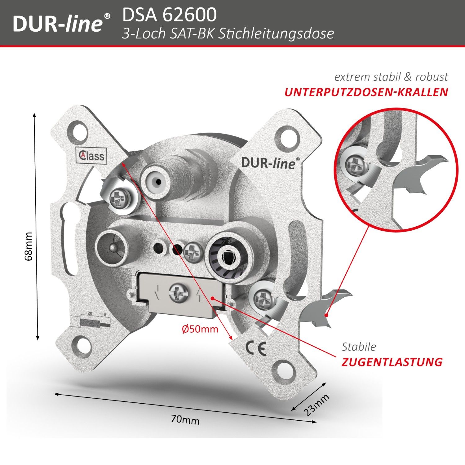 DUR-line DSA 62600 - Sat-Stichleitungsdose – Abmessungen DUR-line DSA 62600 - Sat-Stichleitungsdose – Abmessungen
