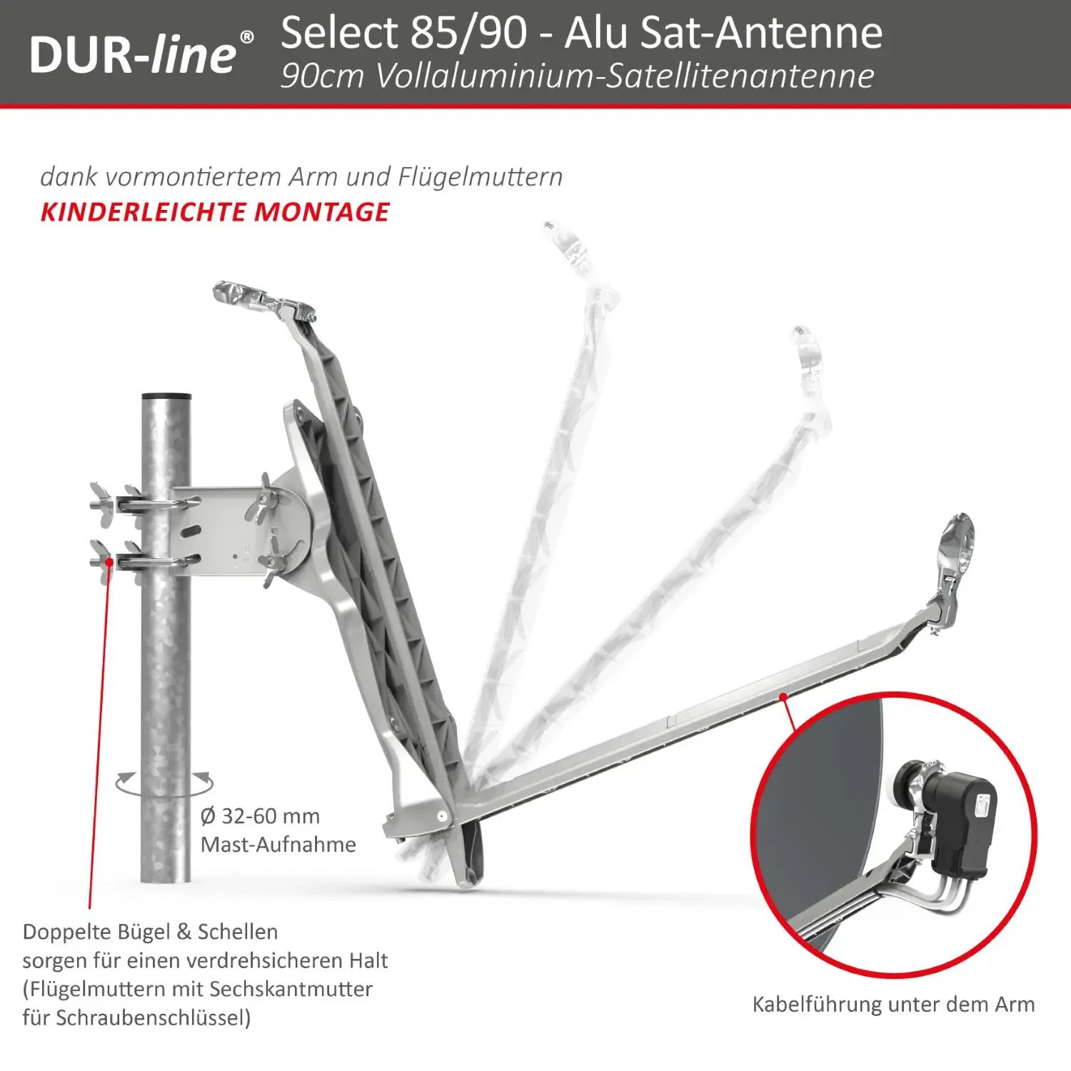 DUR-line Select 85/90 Anthrazit - Alu Sat-Reflektor
