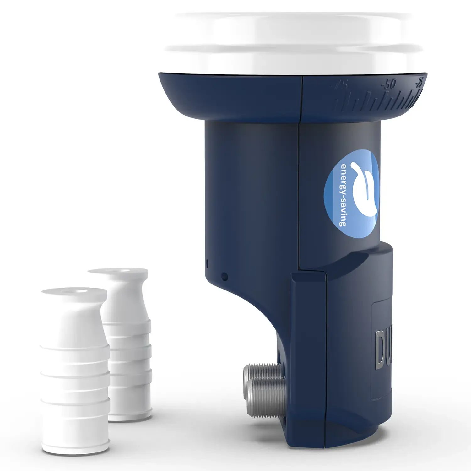 DUR-line Blue ECO Twin LNB – stehend mit Schatten DUR-line Blue ECO Twin