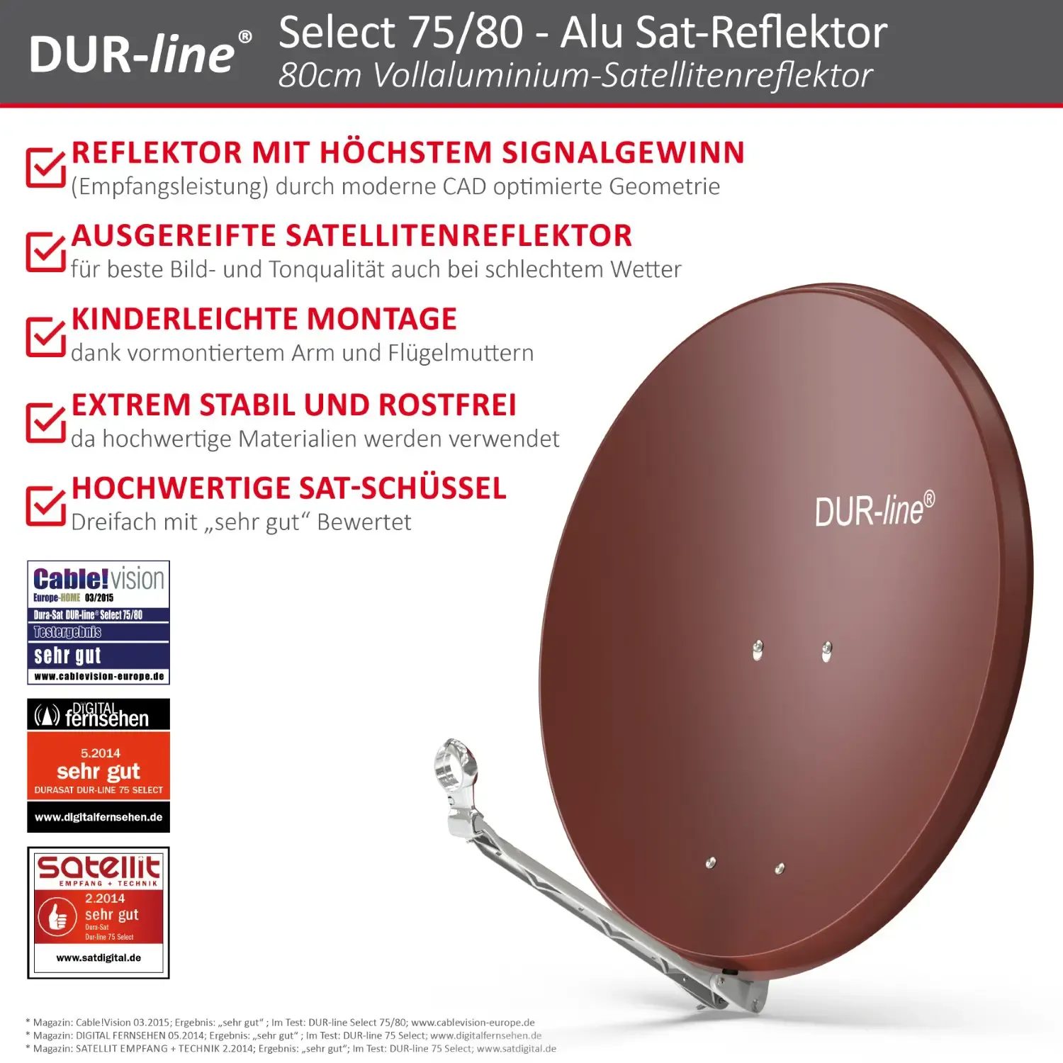 DUR-line Select 75/80 Rot - Alu Sat-Reflektor