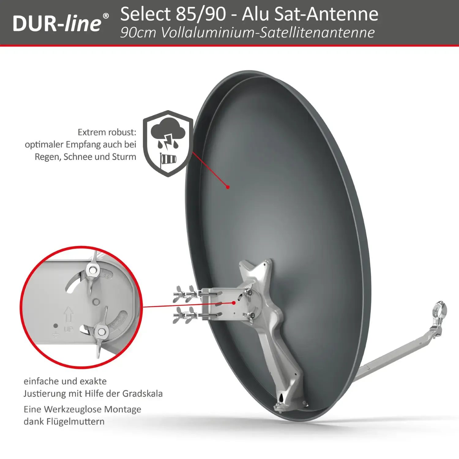 DUR-line Select 85/90 Anthrazit - Alu Sat-Reflektor DUR-line Select 85/90 Anthrazit - Alu Sat-Reflektor