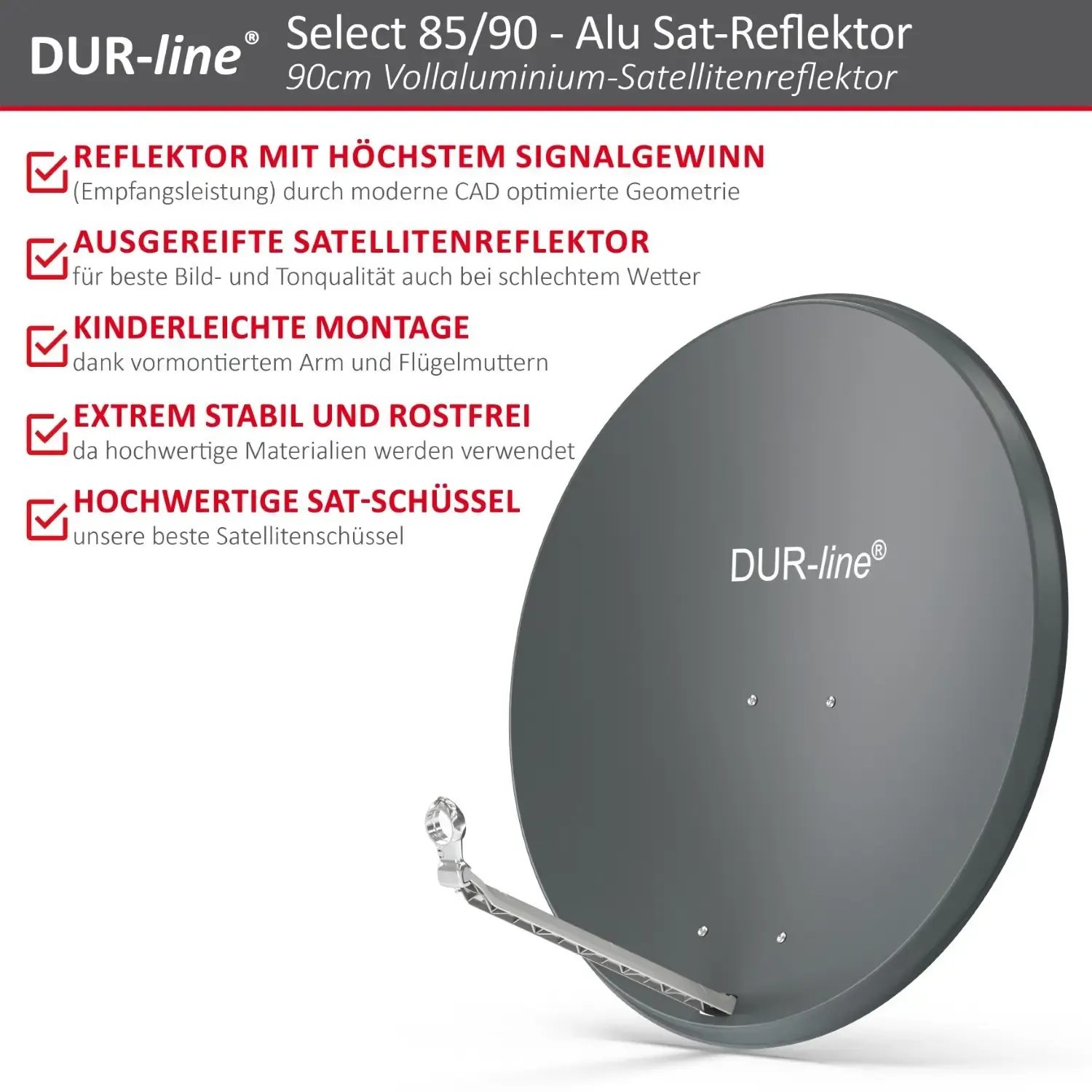 DUR-line Select 85/90 Anthrazit - Alu Sat-Reflektor
