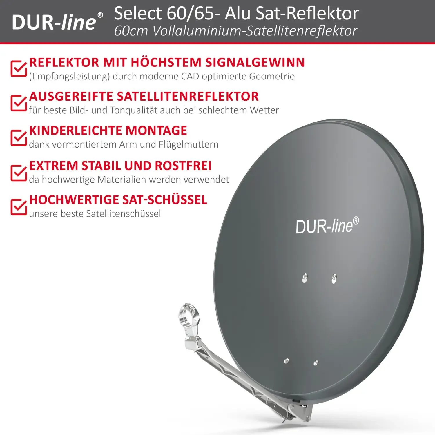 DUR-line Select 60/65 Anthrazit - Alu Sat-Reflektor