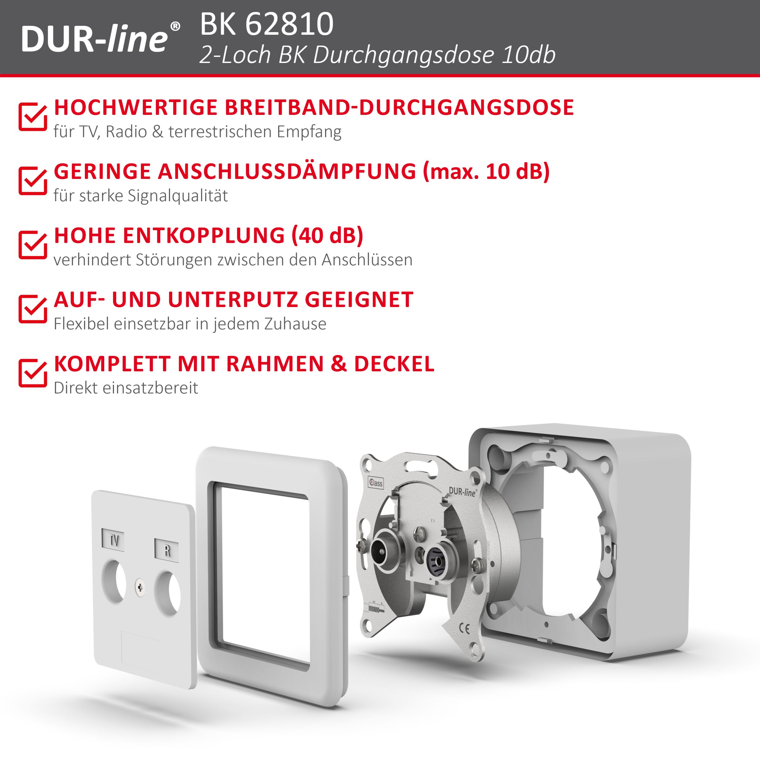 DUR-line DBK 10dB - BK-Durchgangsdose – Produktmerkmale im Überblick