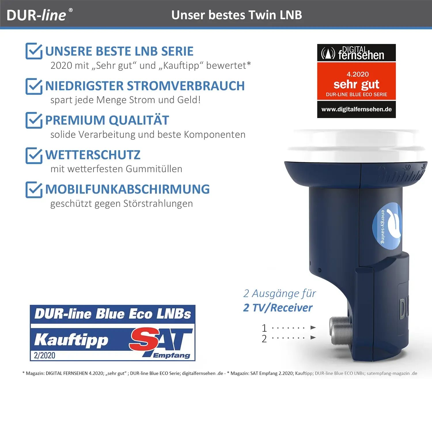 DUR-line Blue ECO Twin LNB – Highlights und Ausstattung im Überblick DUR-line Blue ECO Twin
