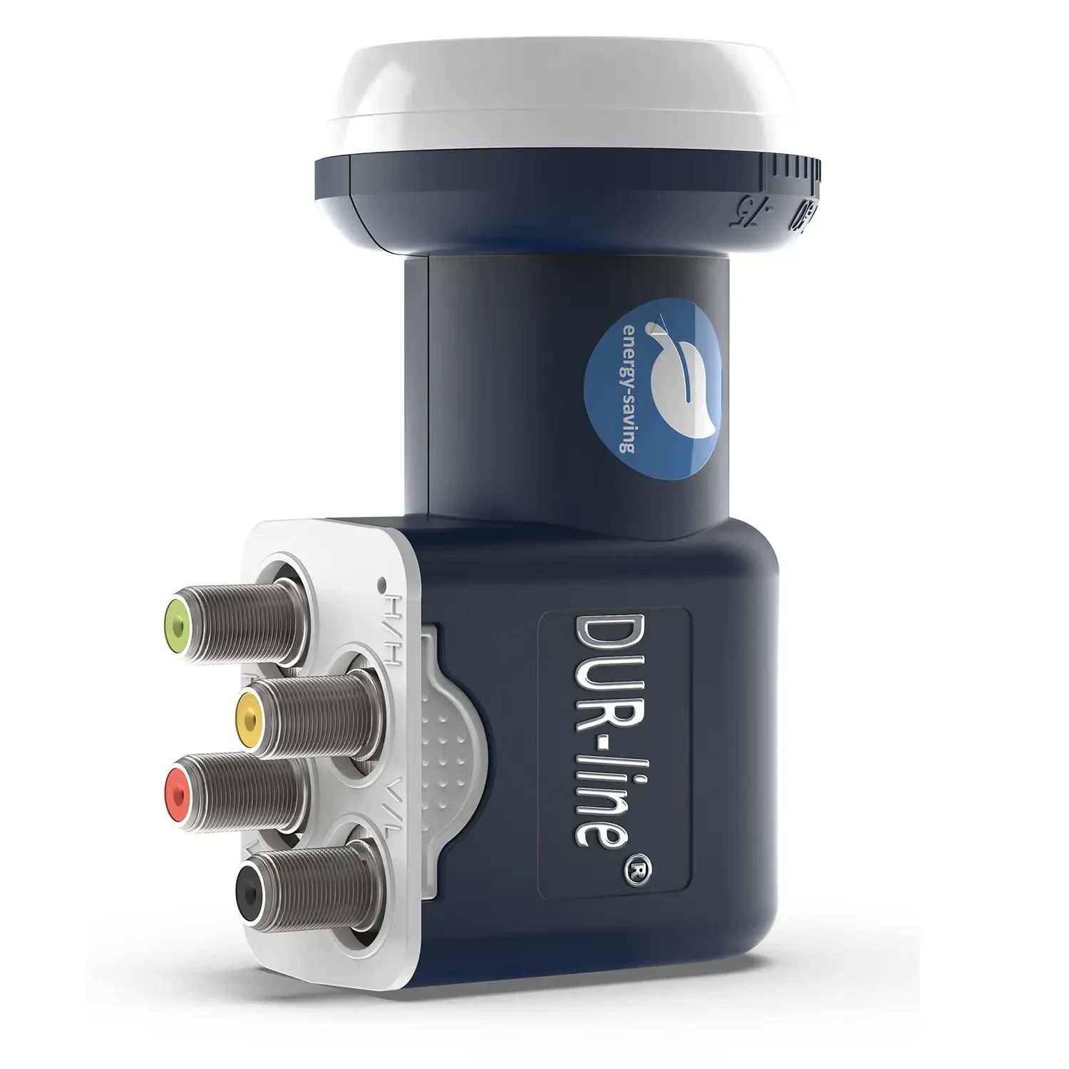 DUR-line Blue ECO Quattro LNB – stehend mit Schatten DUR-line Blue ECO Quattro