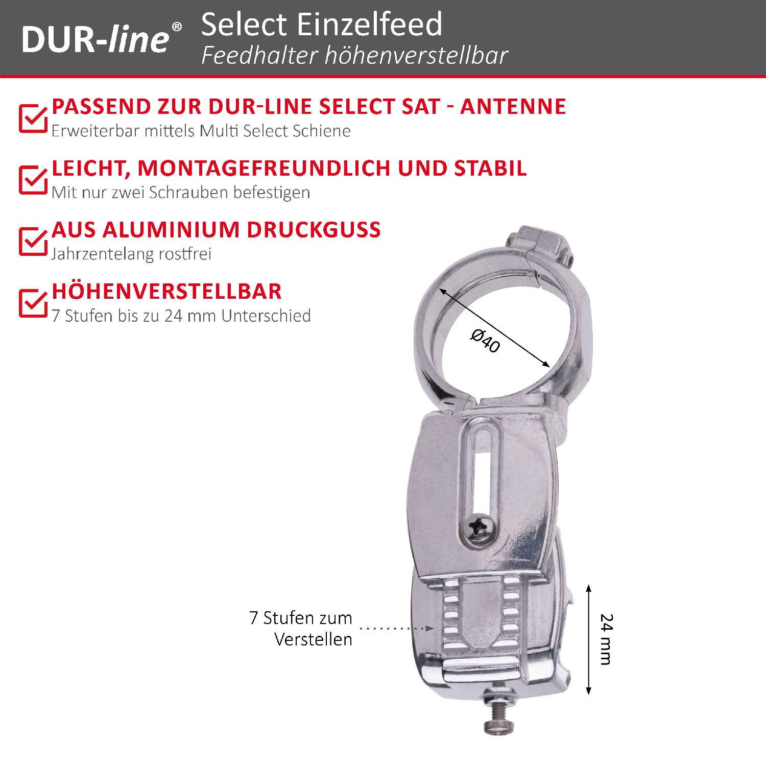 DUR-line Select Einzelfeed höhenverstellbar - Feedhalter – Produktmerkmale im Überblick